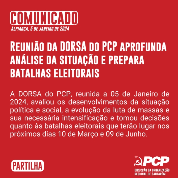 PCP aprofunda análise da situação e prepara batalhas eleitorais